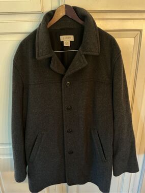 J. Crew‎ Mens Wool Blend Charcoal Sz L Button Up Coat